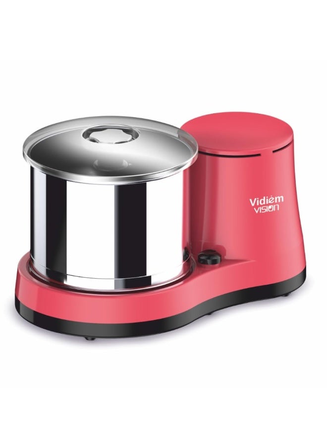 فيديم Vidiem Vision Wet Grinder ST 330 A | 2L SS Drum, Extra Wide Stone Roller & High Torque Motor | Fast Grinding | Includes Coconut Scrapper | ISI Certified | 5 Years Warranty | Cherry Red - Image 1